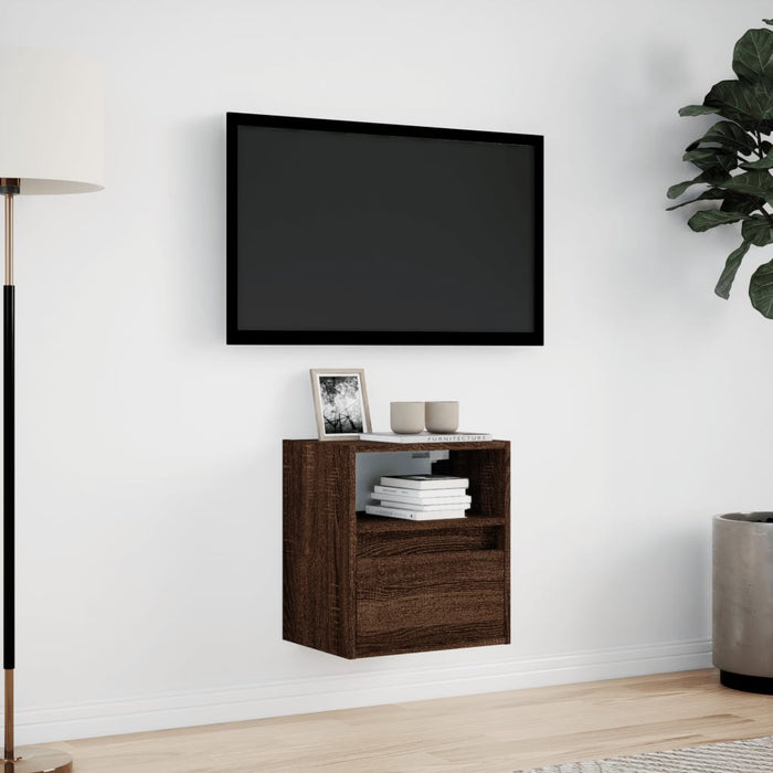Comodă TV de perete cu lumini LED, stejar maro, 41x31x45 cm - WALTI WALTI