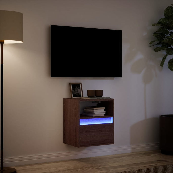 Comodă TV de perete cu lumini LED, stejar maro, 41x31x45 cm - WALTI WALTI
