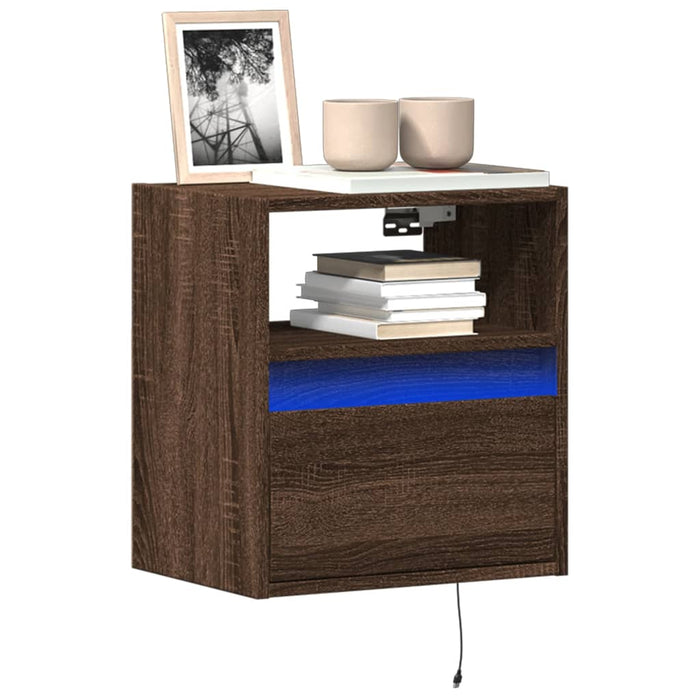 Comodă TV de perete cu lumini LED, stejar maro, 41x31x45 cm - WALTI WALTI