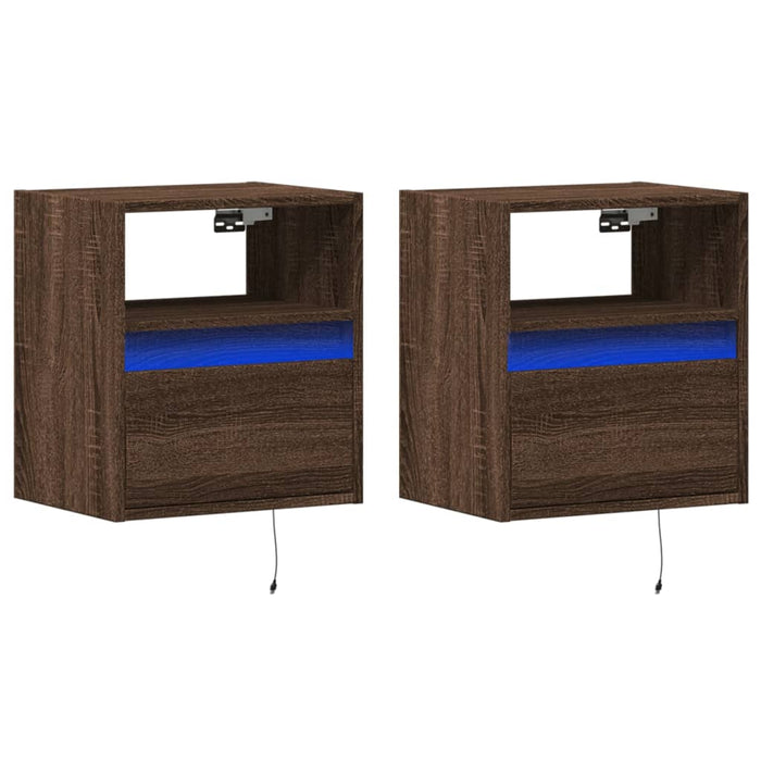 Comodă TV de perete cu LED, 2 buc. stejar maro, 41x31x45 cm - WALTI WALTI