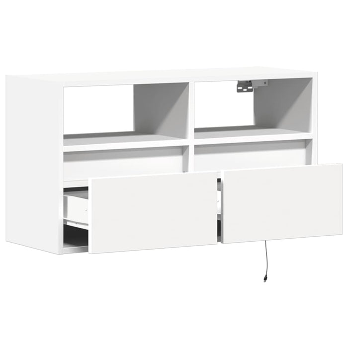 Comodă TV de perete cu lumini LED, alb, 80x31x45 cm - WALTI WALTI