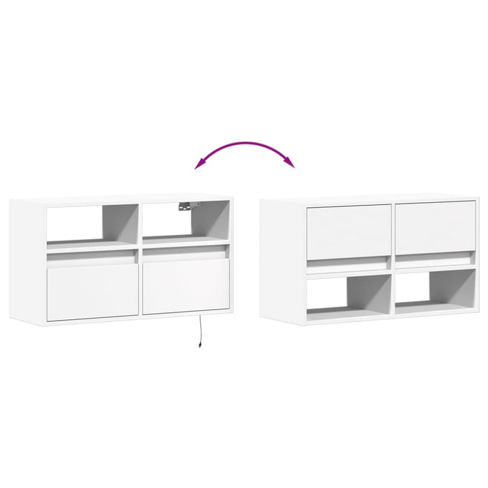 Comodă TV de perete cu lumini LED, alb, 80x31x45 cm - WALTI WALTI
