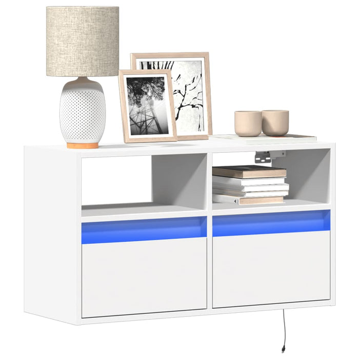 Comodă TV de perete cu lumini LED, alb, 80x31x45 cm - WALTI WALTI