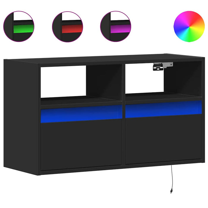 Dulap TV de perete cu lumini LED negru 80x31x45 cm - WALTI WALTI