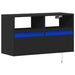 Dulap TV de perete cu lumini LED negru 80x31x45 cm - WALTI WALTI