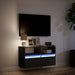 Dulap TV de perete cu lumini LED negru 80x31x45 cm - WALTI WALTI