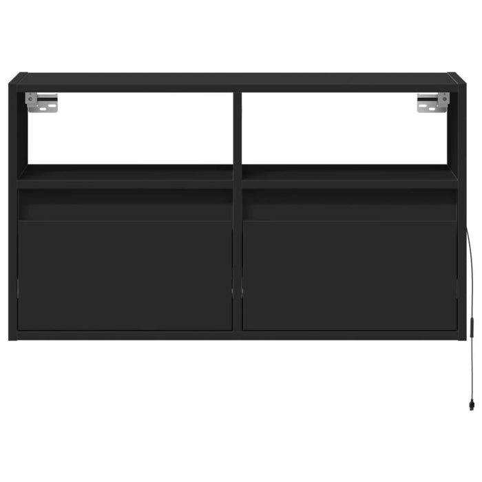 Dulap TV de perete cu lumini LED negru 80x31x45 cm - WALTI WALTI