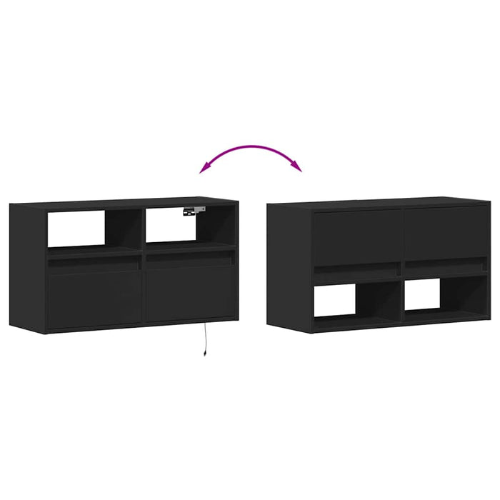 Dulap TV de perete cu lumini LED negru 80x31x45 cm - WALTI WALTI