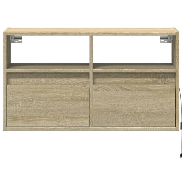 Comodă TV de perete cu lumini LED, stejar sonoma, 80x31x45 cm - WALTI WALTI