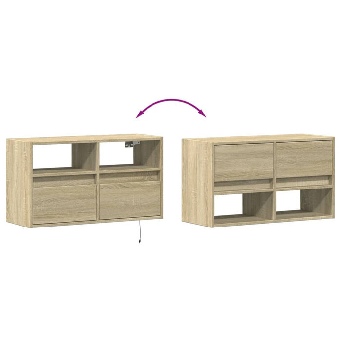 Comodă TV de perete cu lumini LED, stejar sonoma, 80x31x45 cm - WALTI WALTI