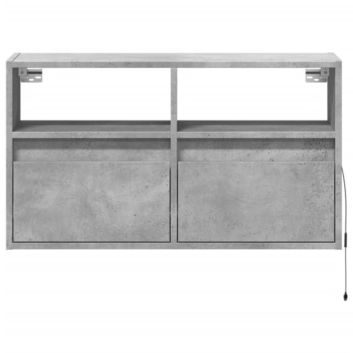 Comodă TV de perete cu lumini LED, gri beton, 80x31x45 cm - WALTI WALTI