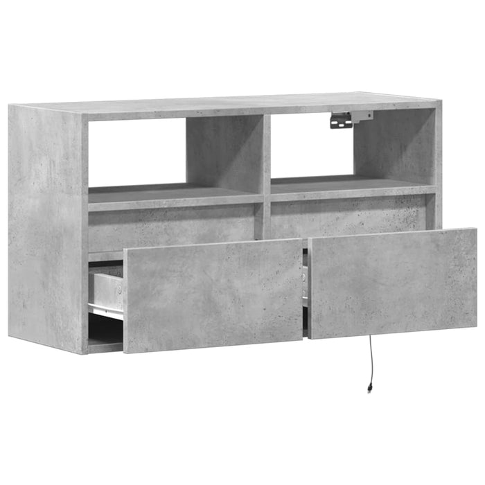 Comodă TV de perete cu lumini LED, gri beton, 80x31x45 cm - WALTI WALTI