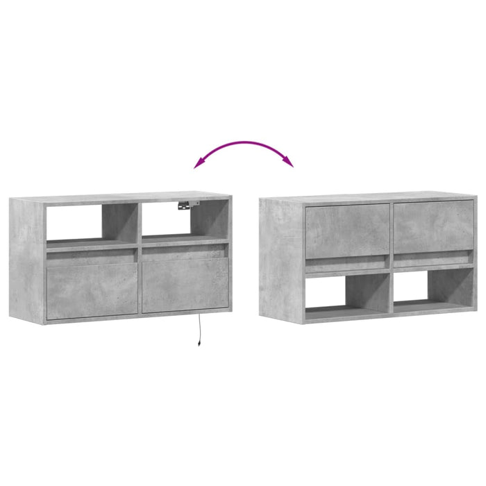 Comodă TV de perete cu lumini LED, gri beton, 80x31x45 cm - WALTI WALTI
