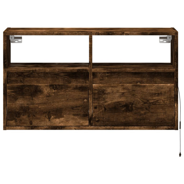 Comodă TV de perete cu lumini LED, stejar fumuriu, 80x31x45 cm - WALTI WALTI
