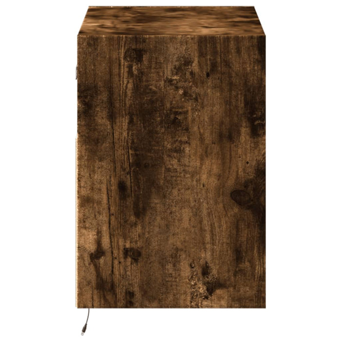 Comodă TV de perete cu lumini LED, stejar fumuriu, 80x31x45 cm - WALTI WALTI