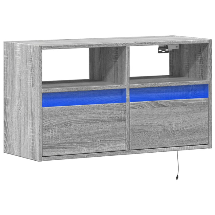 Comodă TV de perete cu lumini LED, gri sonoma, 80x31x45 cm - WALTI WALTI