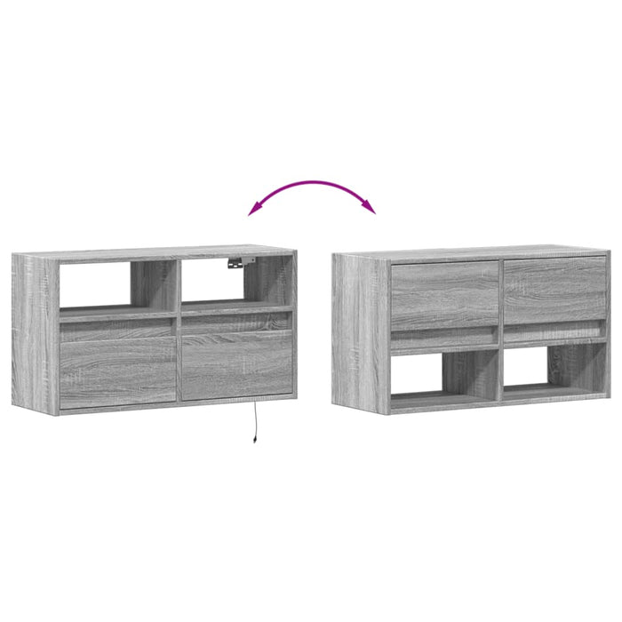 Comodă TV de perete cu lumini LED, gri sonoma, 80x31x45 cm - WALTI WALTI