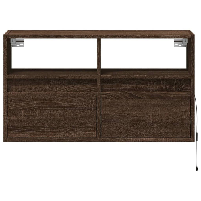 Comodă TV de perete cu lumini LED, stejar maro, 80x31x45 cm - WALTI WALTI