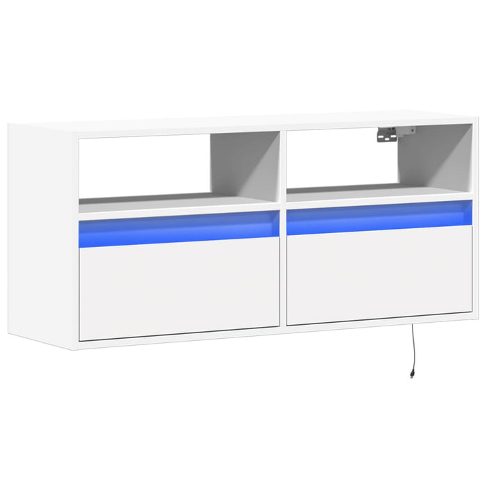 Comodă TV de perete cu lumini LED, alb, 100x31x45 cm - WALTI WALTI