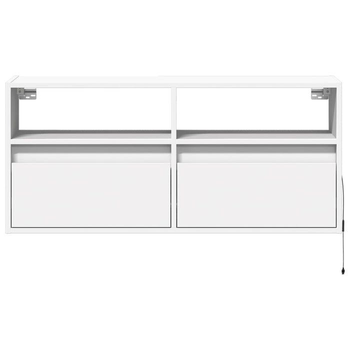 Comodă TV de perete cu lumini LED, alb, 100x31x45 cm - WALTI WALTI