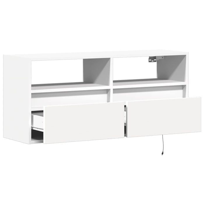 Comodă TV de perete cu lumini LED, alb, 100x31x45 cm - WALTI WALTI