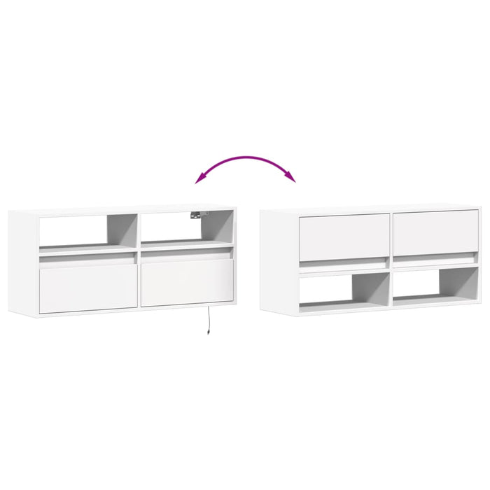 Comodă TV de perete cu lumini LED, alb, 100x31x45 cm - WALTI WALTI