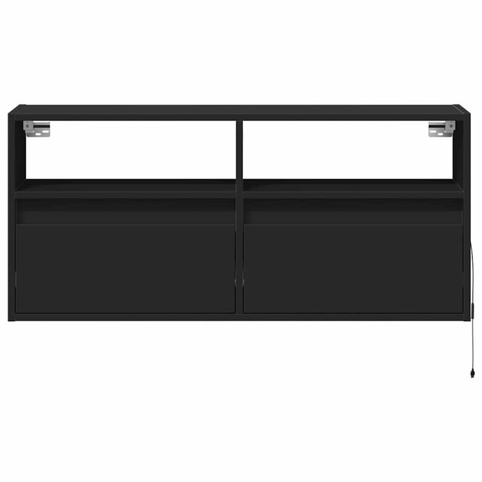 Dulap TV de perete cu lumini LED negru 100x31x45 cm - WALTI WALTI