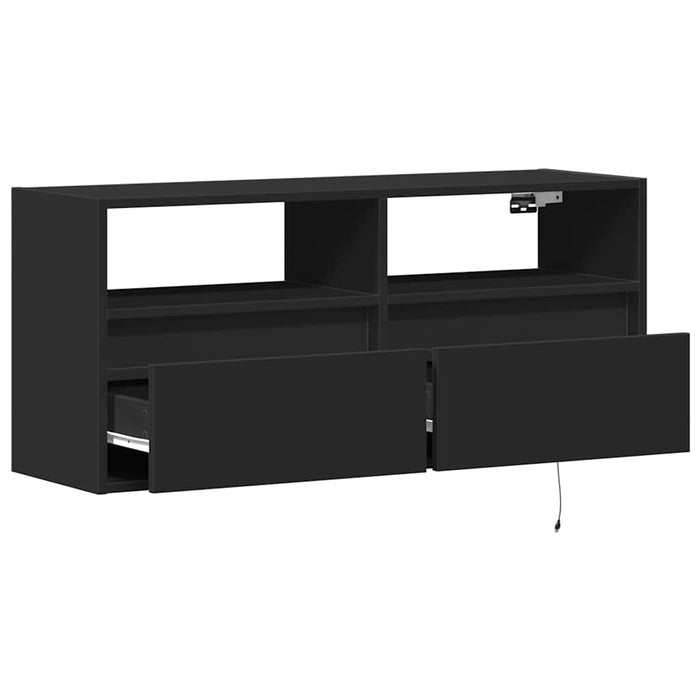 Dulap TV de perete cu lumini LED negru 100x31x45 cm - WALTI WALTI