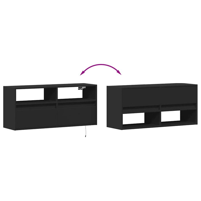 Dulap TV de perete cu lumini LED negru 100x31x45 cm - WALTI WALTI