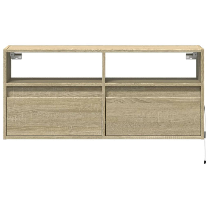 Comodă TV de perete cu lumini LED, stejar sonoma, 100x31x45 cm - WALTI WALTI
