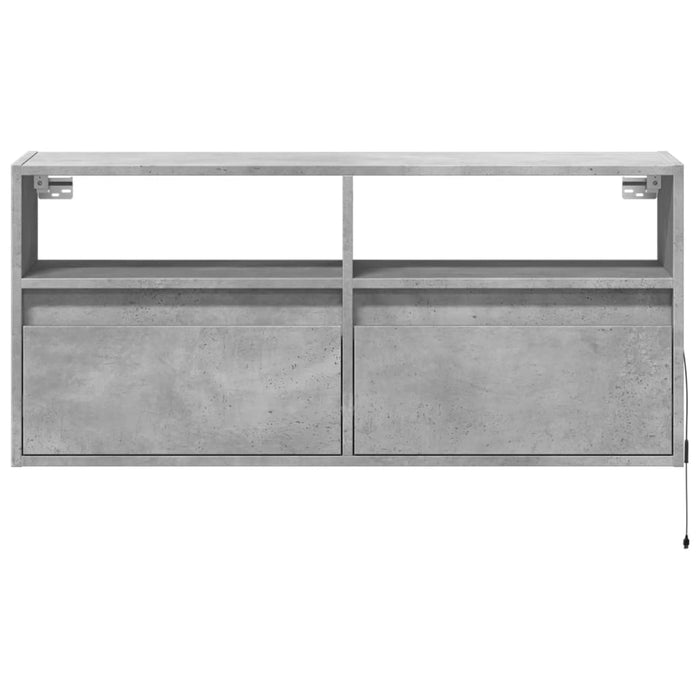 Comodă TV de perete cu lumini LED, gri beton, 100x31x45 cm - WALTI WALTI