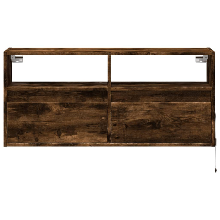 Comodă TV de perete cu lumini LED, stejar fumuriu, 100x31x45 cm - WALTI WALTI