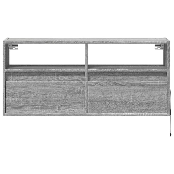 Comodă TV de perete cu lumini LED, gri sonoma, 100x31x45 cm - WALTI WALTI