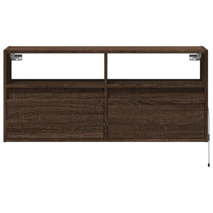 Comodă TV de perete cu lumini LED, stejar maro, 100x31x45 cm - WALTI WALTI