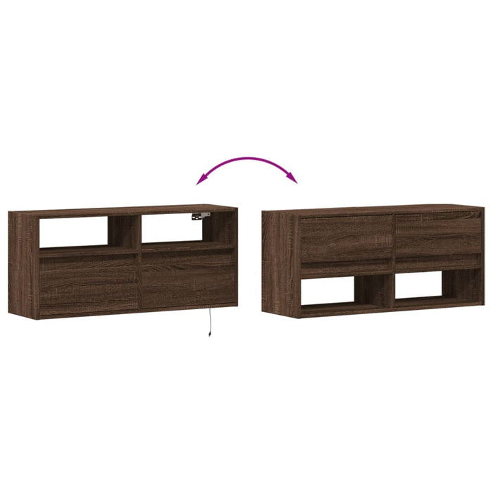 Comodă TV de perete cu lumini LED, stejar maro, 100x31x45 cm - WALTI WALTI