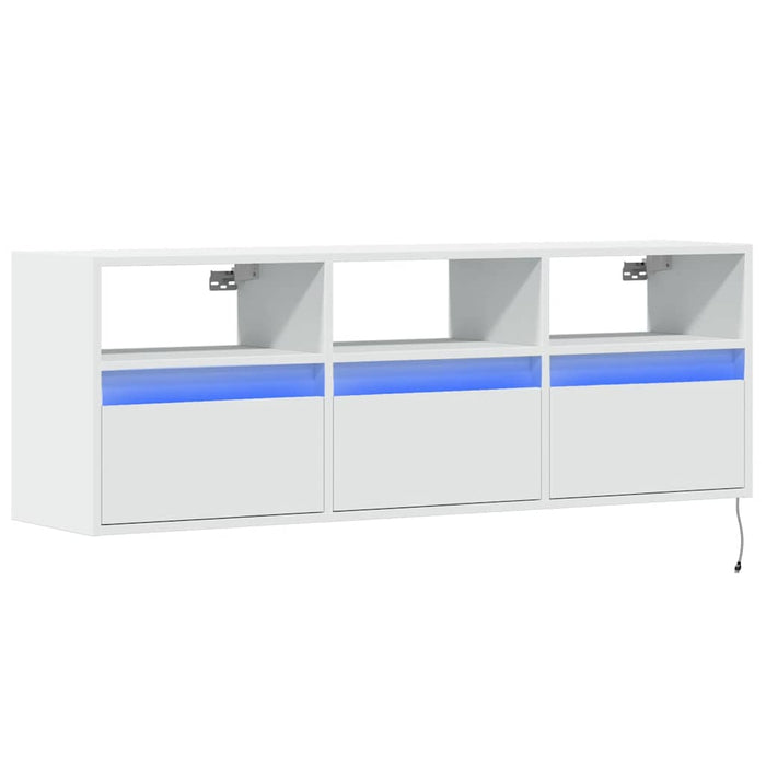 Comodă TV de perete cu lumini LED, alb, 130x31x45 cm - WALTI WALTI