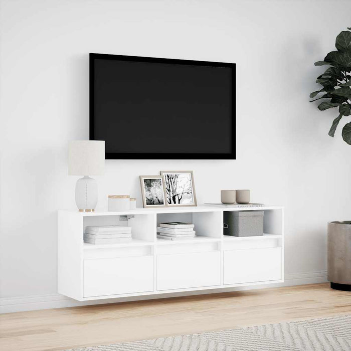 Comodă TV de perete cu lumini LED, alb, 130x31x45 cm - WALTI WALTI