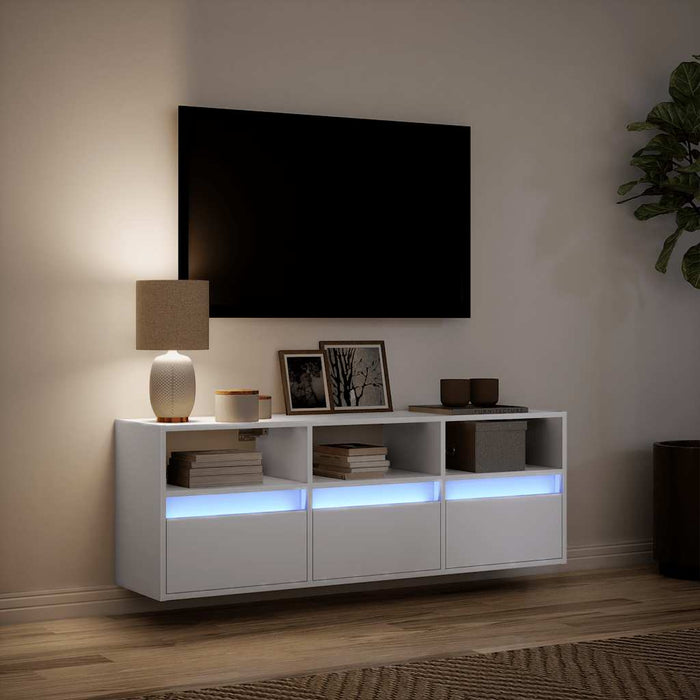 Comodă TV de perete cu lumini LED, alb, 130x31x45 cm - WALTI WALTI