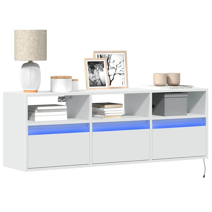 Comodă TV de perete cu lumini LED, alb, 130x31x45 cm - WALTI WALTI