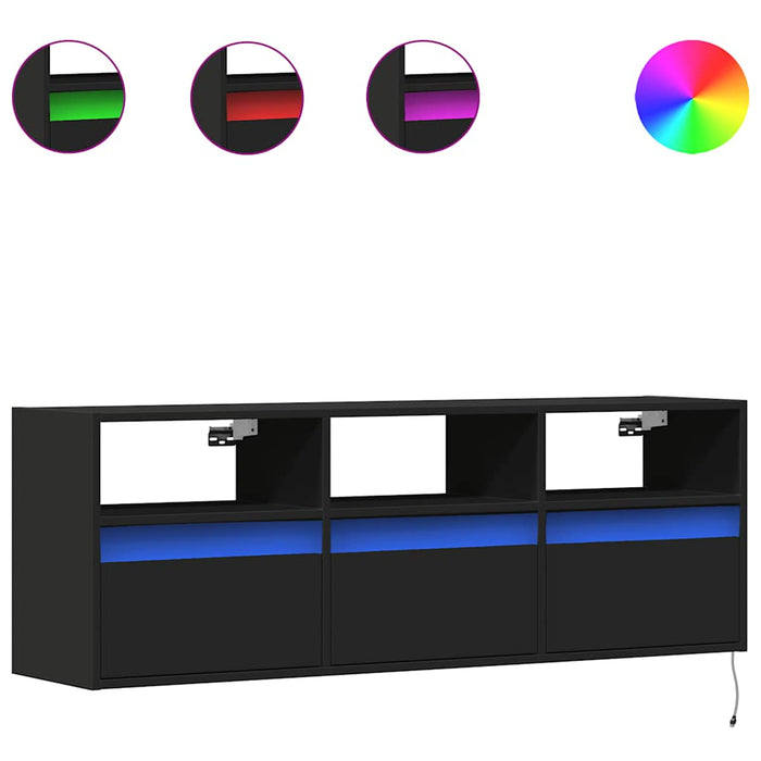 Dulap TV de perete cu lumini LED negru 130x31x45 cm WALTI