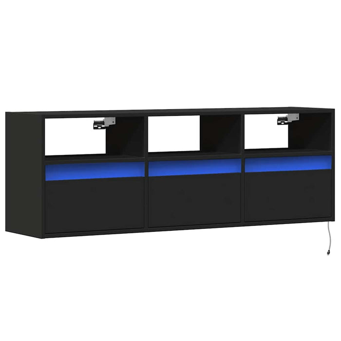 Dulap TV de perete cu lumini LED negru 130x31x45 cm WALTI