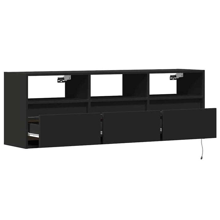 Dulap TV de perete cu lumini LED negru 130x31x45 cm WALTI