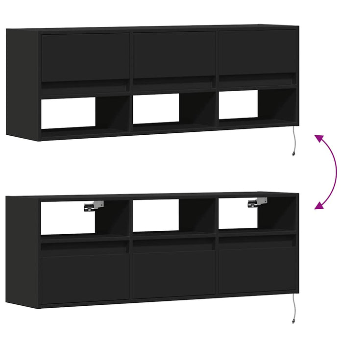 Dulap TV de perete cu lumini LED negru 130x31x45 cm WALTI