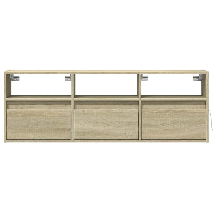 Comodă TV de perete cu lumini LED, stejar sonoma, 130x31x45 cm WALTI