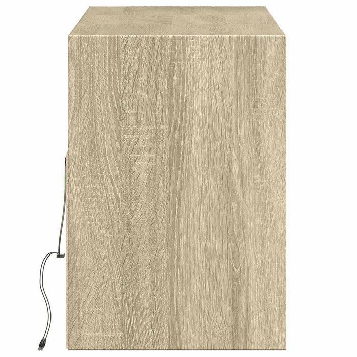 Comodă TV de perete cu lumini LED, stejar sonoma, 130x31x45 cm WALTI