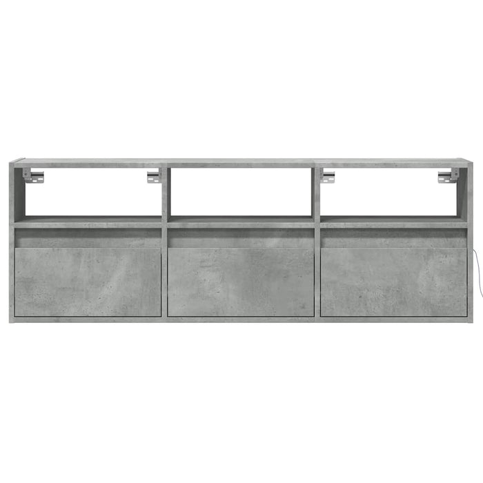 Comodă TV de perete cu lumini LED, gri beton, 130x31x45 cm WALTI