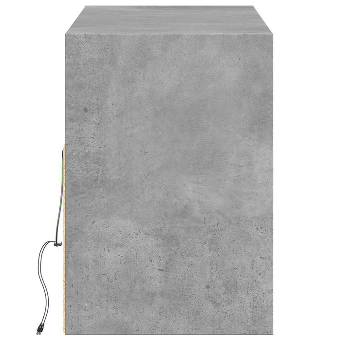 Comodă TV de perete cu lumini LED, gri beton, 130x31x45 cm WALTI