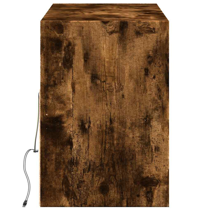 Comodă TV de perete cu lumini LED, stejar fumuriu, 130x31x45 cm - WALTI WALTI