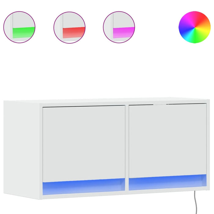 Comodă TV de perete cu lumini LED, alb, 80x31x38 cm - WALTI WALTI