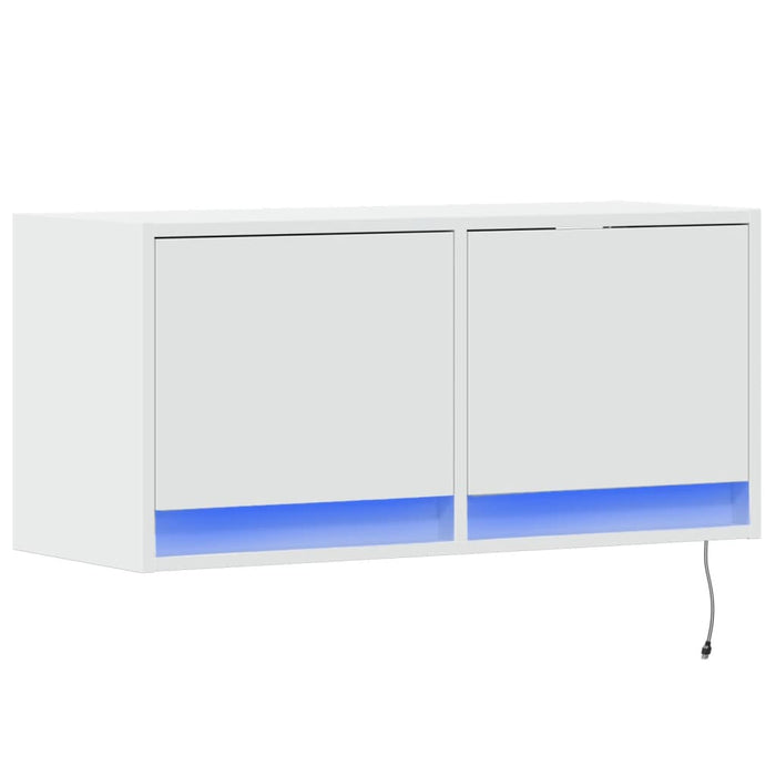 Comodă TV de perete cu lumini LED, alb, 80x31x38 cm - WALTI WALTI